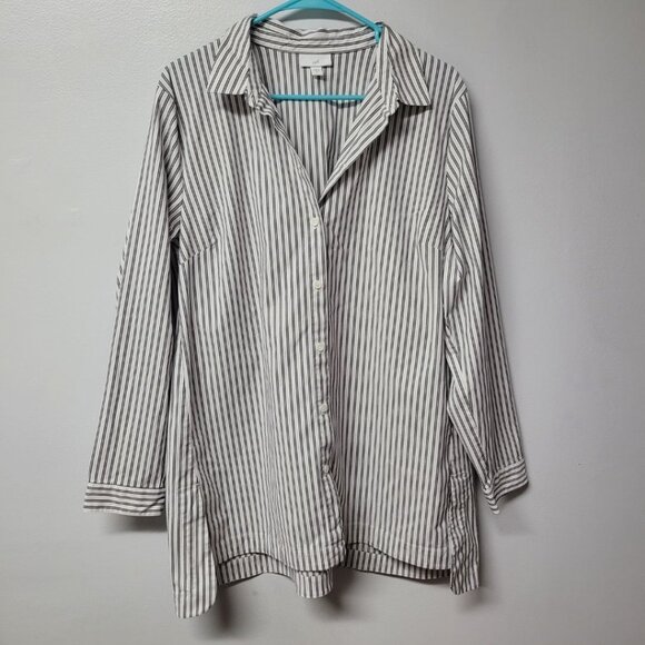 J Jill Striped Button Down Shirt Womens XL Professional Business Collared Top - Picture 1 of 8